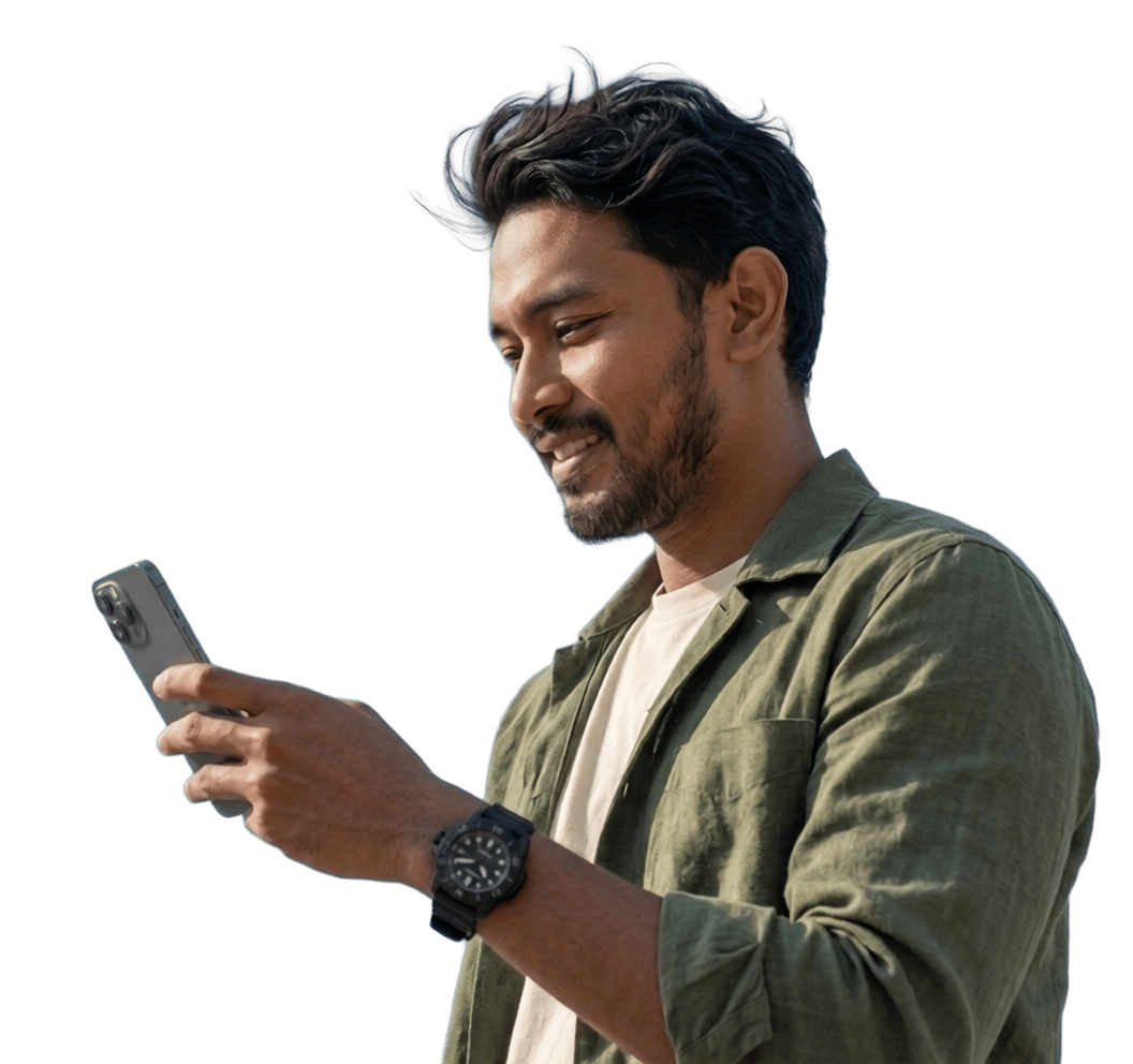 A Bini investor checking their portfolio on their phone